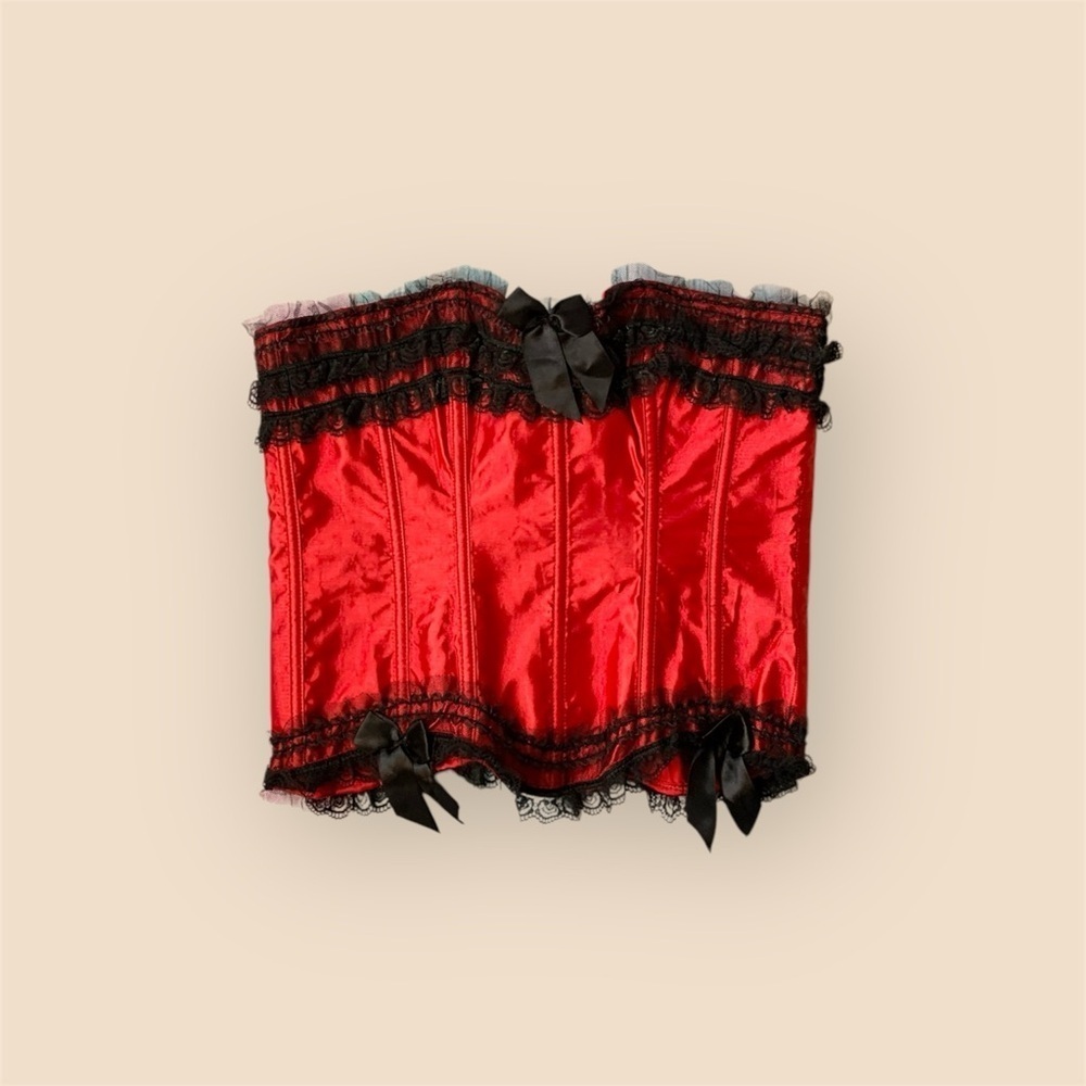 Red and black adore me corset top size xl